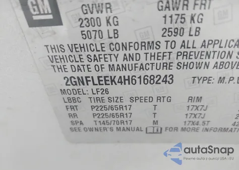 2017 Chevrolet Equinox Ls z USA, uszkodzony, nr VIN 2GNFLEEK4H6168243